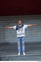 Whole Body Man T poses White Casual Slim Standing Street photo references